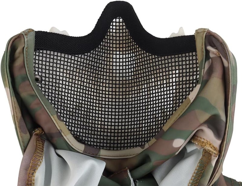 Let Me Be White Bone Fang Airsoft Paintball Mask with Steel Mesh, Highly Breathable Balaclava Headgear, Portable Adjustable Tactical Mask (White) - Image 4